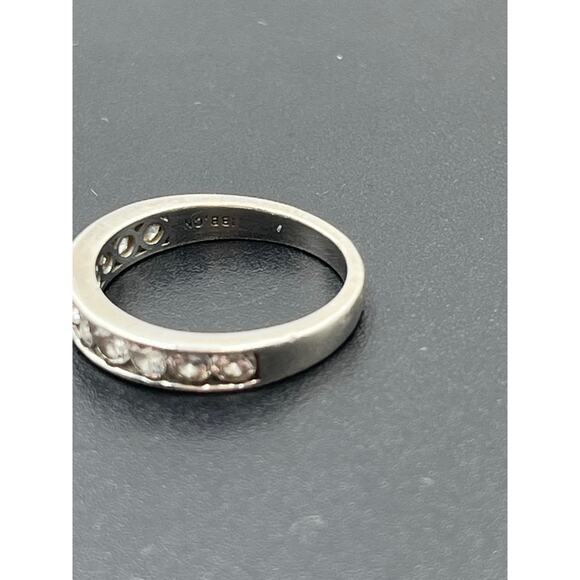 SS 925 Marked Sterling Silver Round Channel Set CZ Half Eternity Wave Band 7.5 - Picture 6 of 11